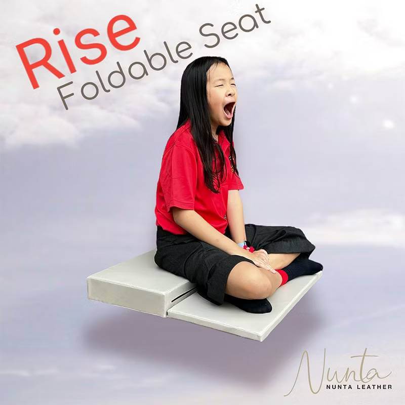 เบาะรองนั่ง พับได้ NUNTA LEATHER RISE FOLDABLE SEAT 60X60X10CM สีครีมอ่อน_1