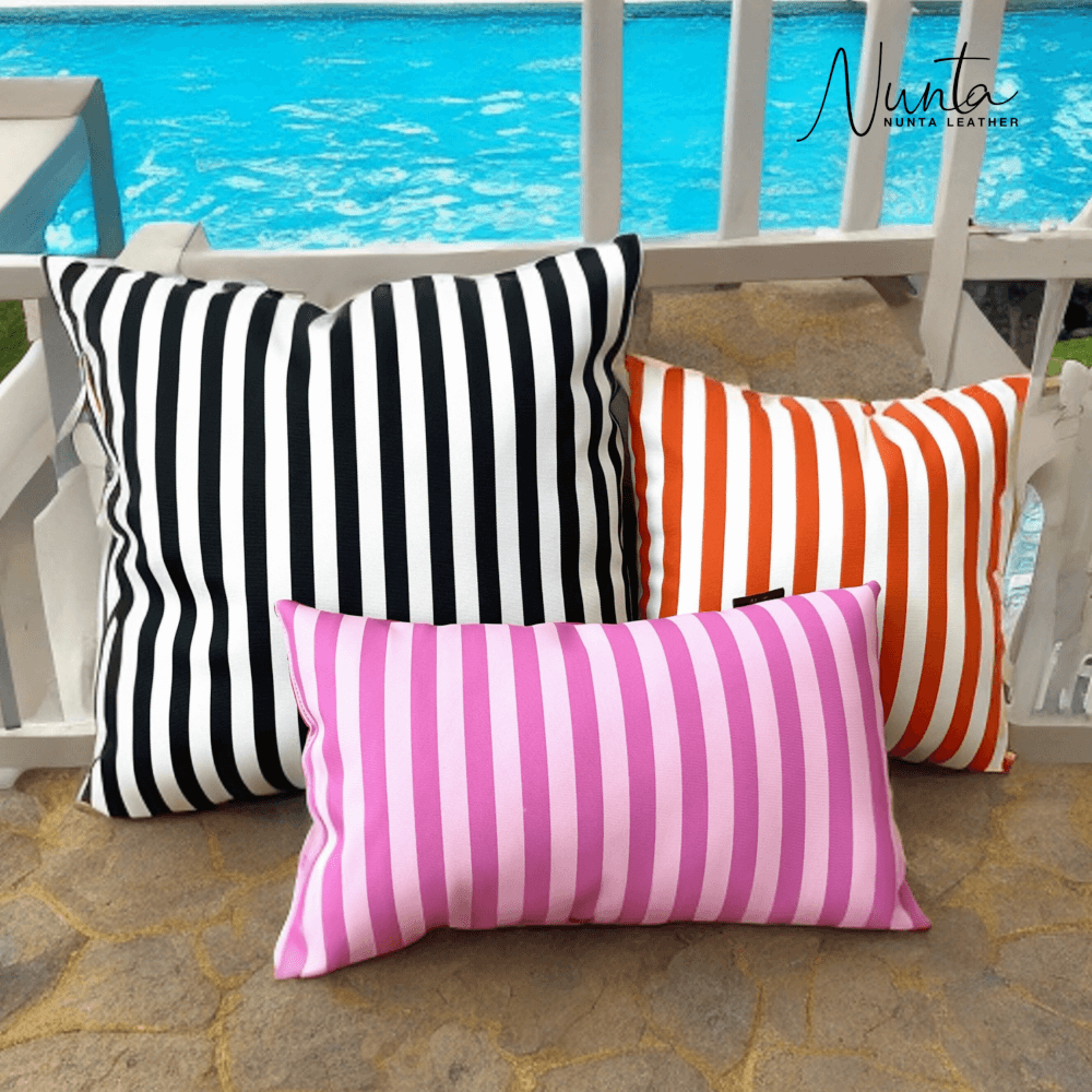 หมอนพิง Nunta Leather รุ่น Sunkissed Size: 20x20 นิ้ว สีดำ-เทา