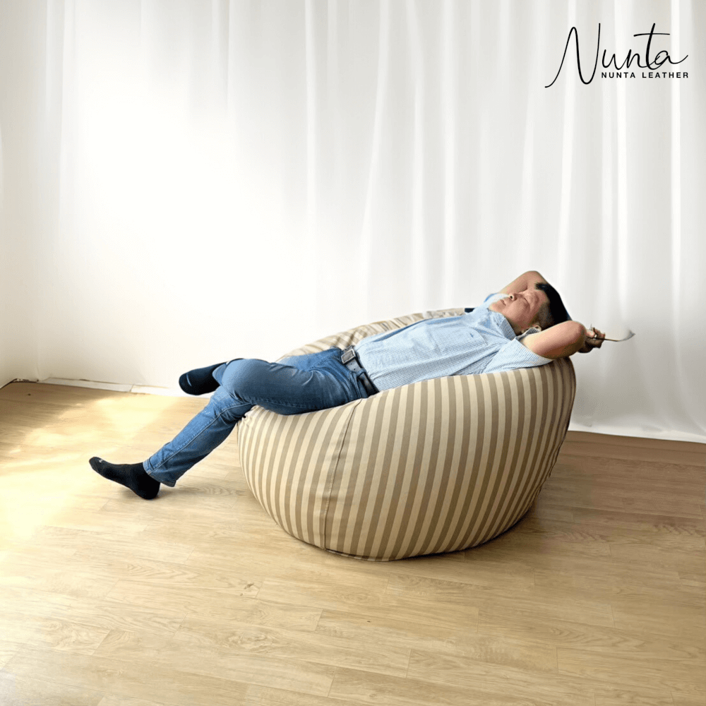 บีนแบค ทรงหยดน้ำ Nunta Leather รุ่น Sunkissed Size: L 90x90cm สีกาแฟ-กาแฟอ่อน