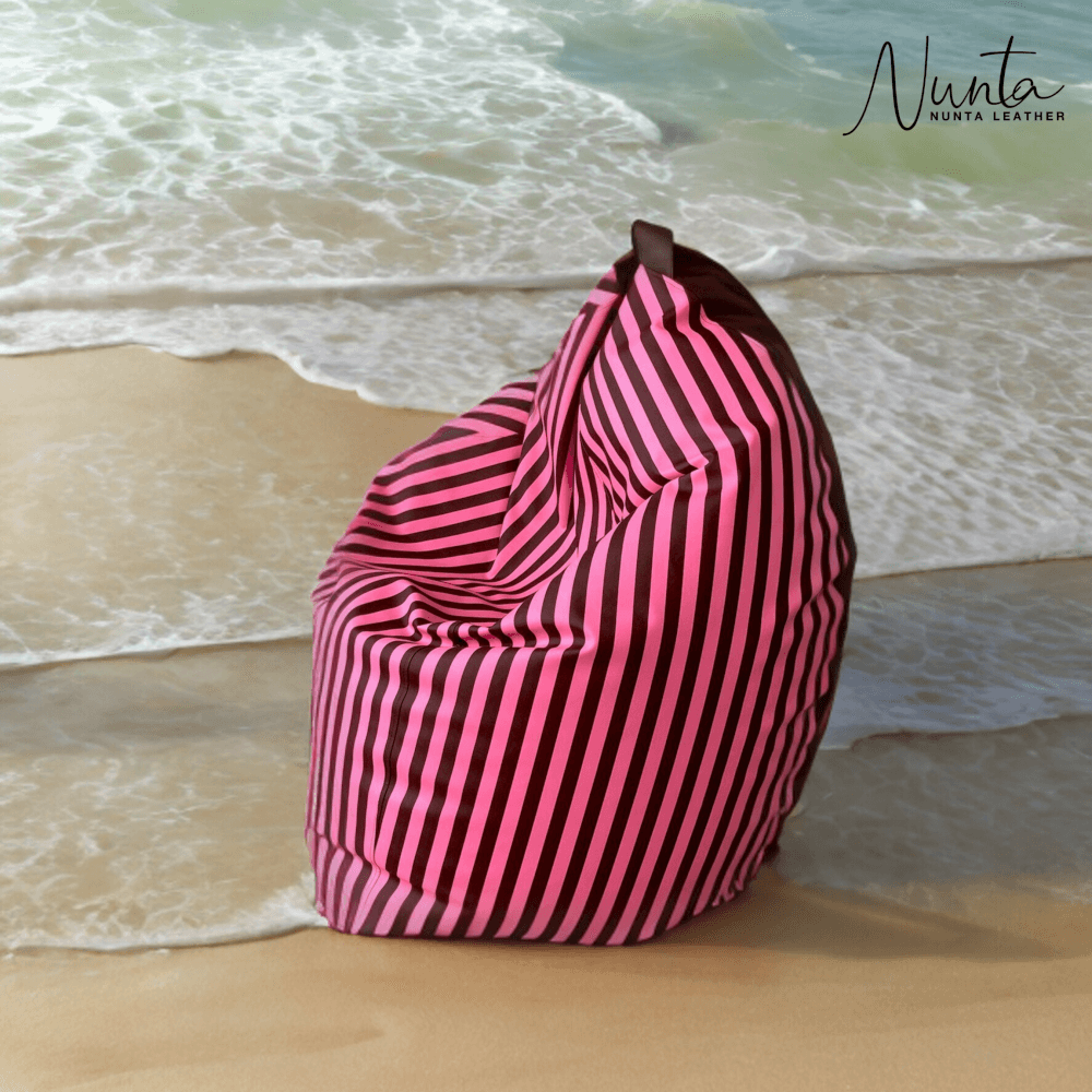 บีนแบค ทรงหยดน้ำ Nunta Leather รุ่น Sunkissed Size: M 70x70cm สีชมพู-น้ำตาล