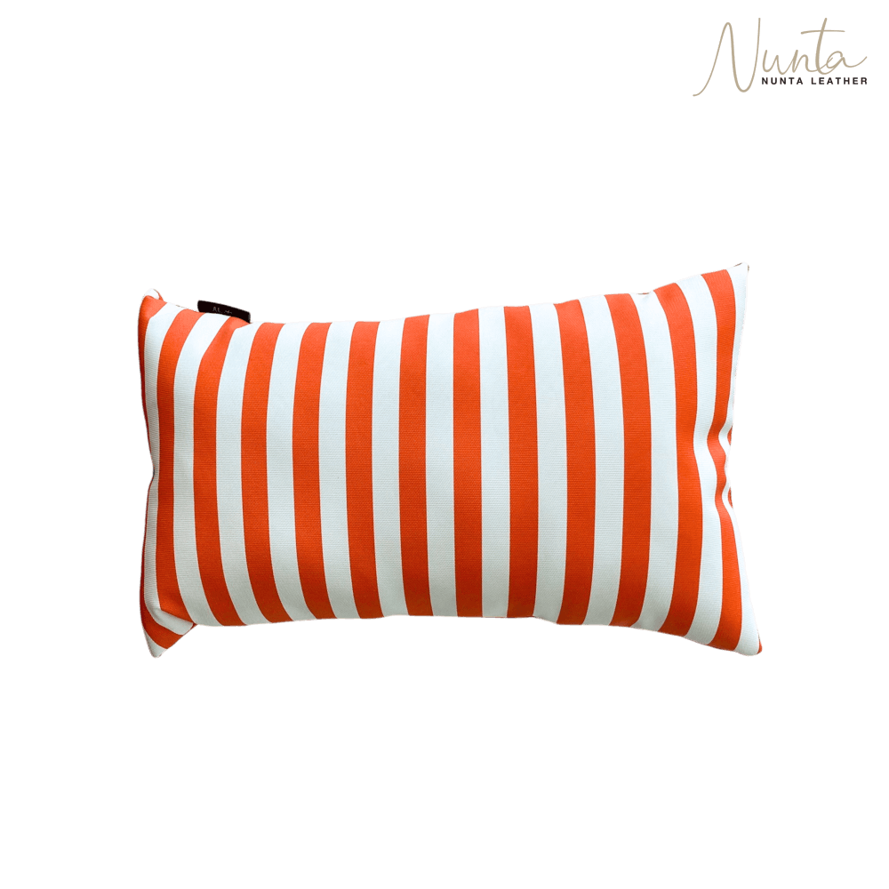 หมอนพิง Nunta Leather รุ่น Sunkissed Size: 18x10 นิ้ว สีส้ม-ขาว