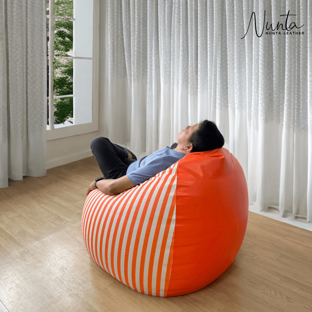 บีนแบค ทรงหยดน้ำ Nunta Leather รุ่น Sunkissed Size: M 70x70cm สีดำ-ขาว
