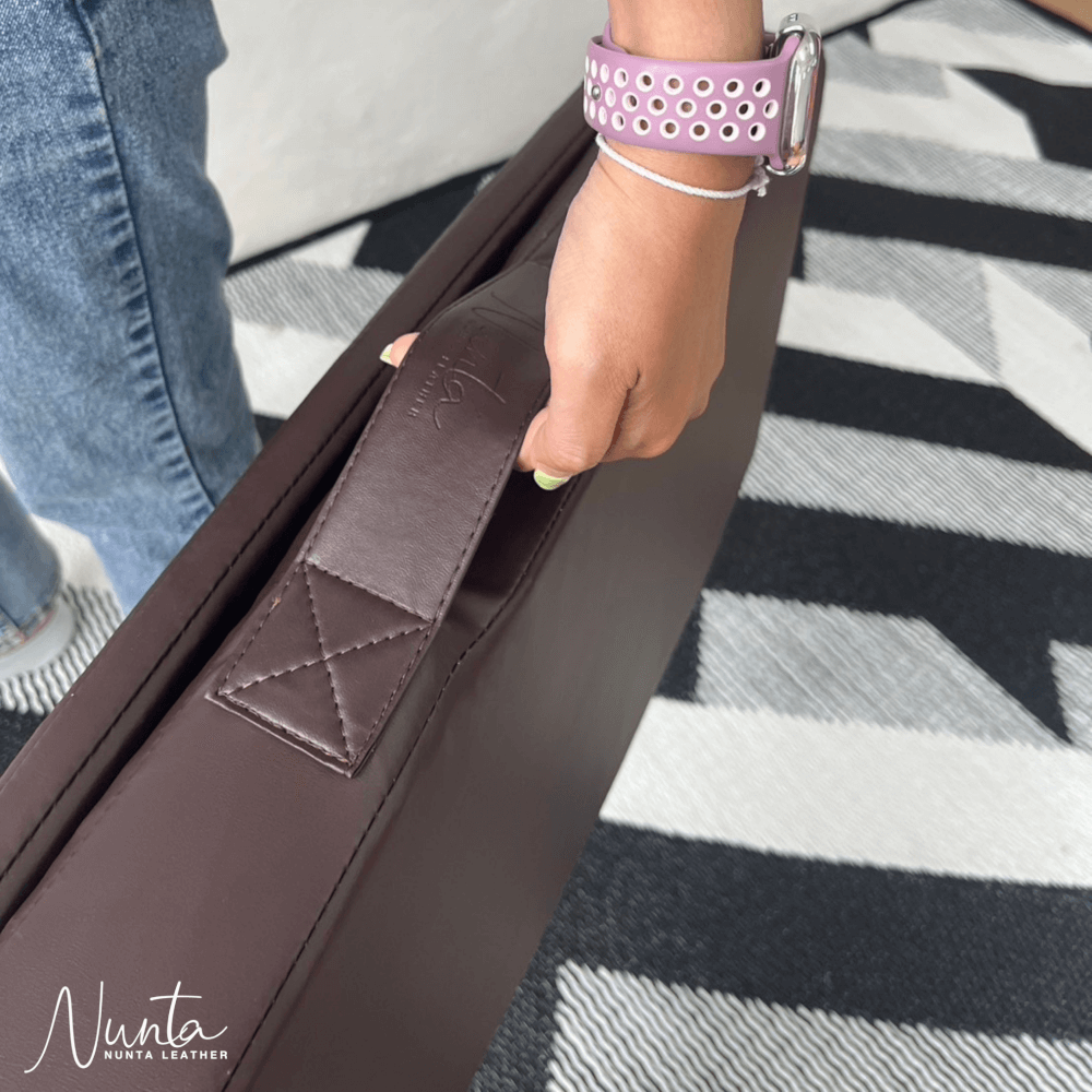 เบาะรองนั่ง พับได้ NUNTA LEATHER RISE FLODABLE SEAT 60X60X10CM สีเบบี้ บลู