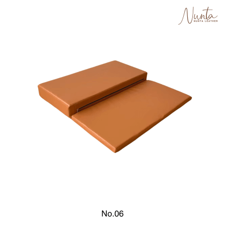 เบาะรองนั่ง พับได้ พิมพ์ชื่อได้ Nunta Leather Rise Flodable Seat 60x60x10cm สีแทนส้มอ่อน_0