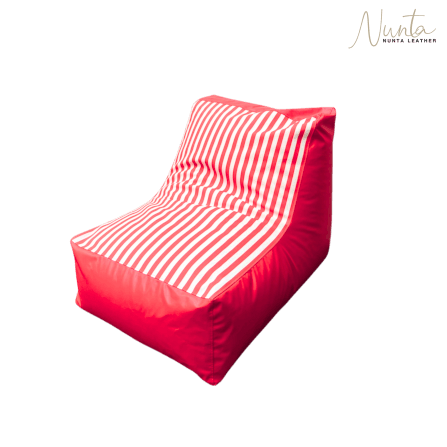 บีนแบค ทรงมาม่าฮิปโป Nunta Leather รุ่น Sunkissed Size: Mama 70x100x75cm สีแดง-ขาว