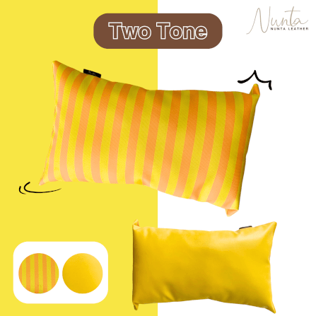 หมอนพิง Nunta Leather รุ่น Sunkissed Size: 20x20 นิ้ว สีชมพู-น้ำตาล_2