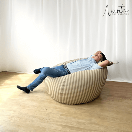 บีนแบค ทรงหยดน้ำ Nunta Leather รุ่น Sunkissed Size: L 90x90cm สีกาแฟ-กาแฟอ่อน_3