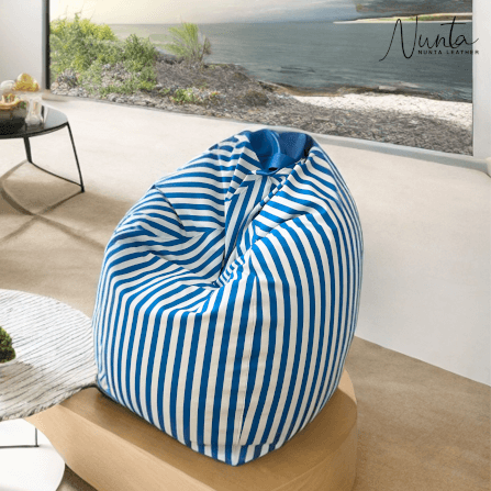 บีนแบค ทรงหยดน้ำ Nunta Leather รุ่น Sunkissed Size: L 90x90cm สีน้ำเงิน-ขาว_3