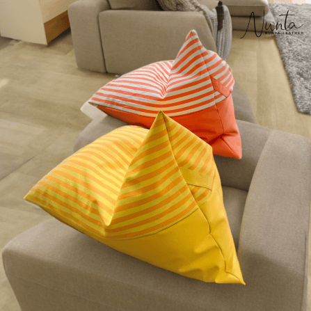 บีนแบค ทรงชีส Nunta Leather รุ่น Sunkissed Size: L 95x135x95cm สีส้ม-ขาว_7