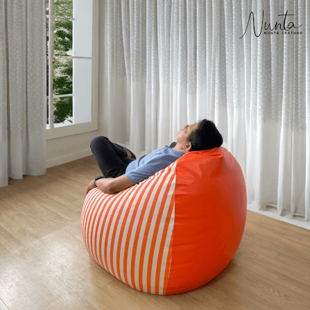 บีนแบค ทรงหยดน้ำ Nunta Leather รุ่น Sunkissed Size: M 70x70cm สีดำ-ขาว_7