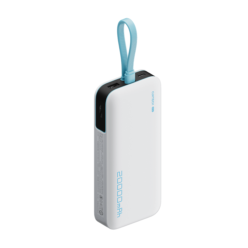 แบตสำรอง CUKTECH LPB200N สีขาว มาตรฐาน CCC ชาร์จเร็ว 20000 MAH USB-C 40W และ USB-A 33W