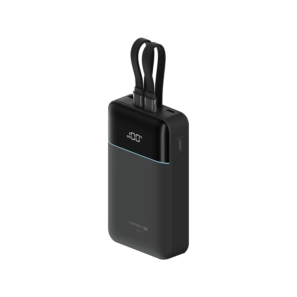 แบตสำรอง CUKTECH LPB200NL สีดำ 20000 MAH มาตรฐาน CCC ชาร์จเร็วพร้อมสาย USB-C 40W และ USB-A 22.5W