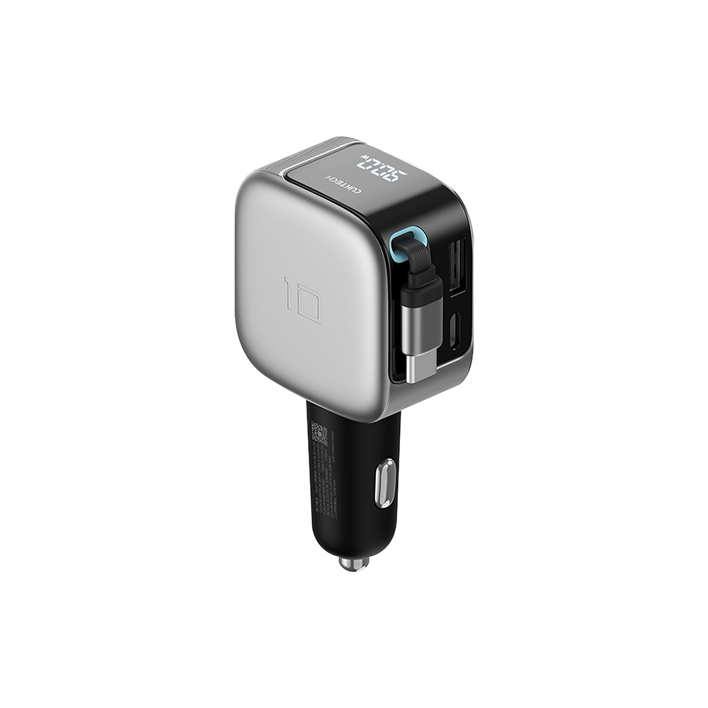 หัวชาร์จในรถ CUKTECH CC903P CAR CHARGER 100W MAX สีดำ พร้อมสายชาร์จ USB-C ในตัว จ่ายไฟได้ 90W