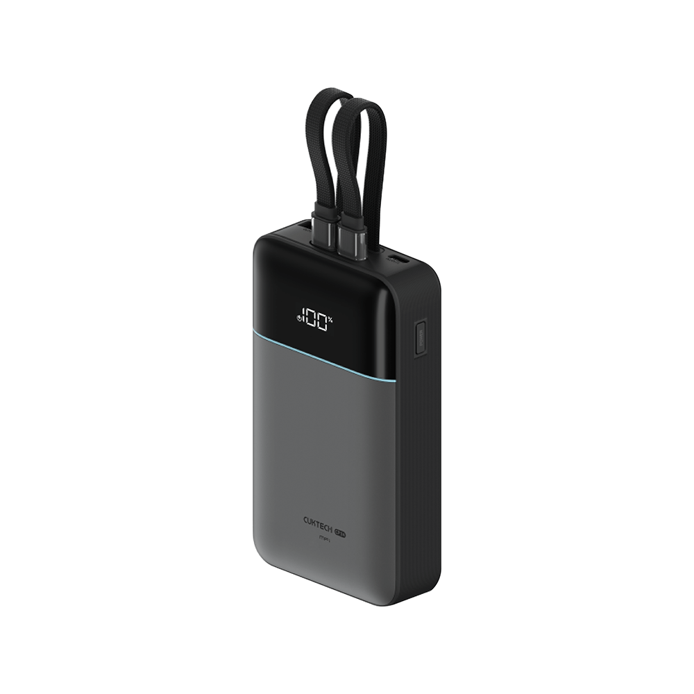 แบตสำรอง CUKTECH LPB200NL สีเทา 20000 MAH มาตรฐาน CCC ชาร์จเร็วพร้อมสาย USB-C 40W และ USB-A 22.5W