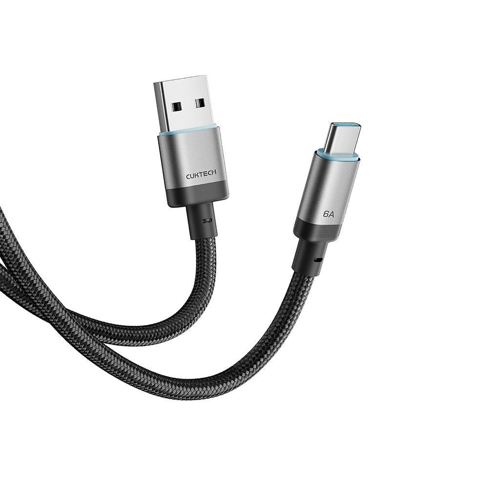 สายชาร์จเร็ว CUKTECH ATC615 สีดำ 6A 100W USB A TO C สายชาร์จ HUAWEI , HONOR ไนลอนถัก ชาร์จเร็ว ความยาว 1.5 เมตร