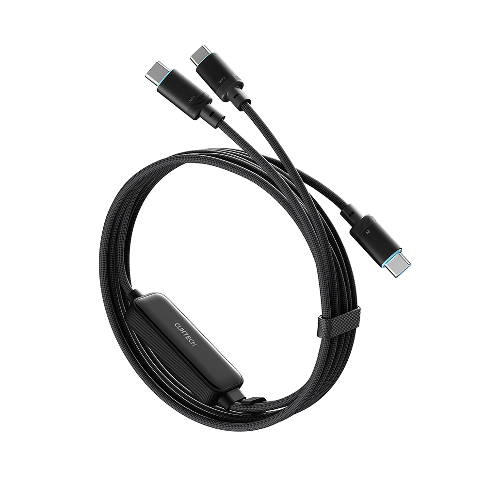 สายชาร์จเร็ว AI CUKTECH C2C615 สีดำ 6A 140W สายชาร์จ เทคโนโลยีชาร์จเร็ว PD 3.2 (AVS) PPS UFCS 1/2 พอร์ต USB C