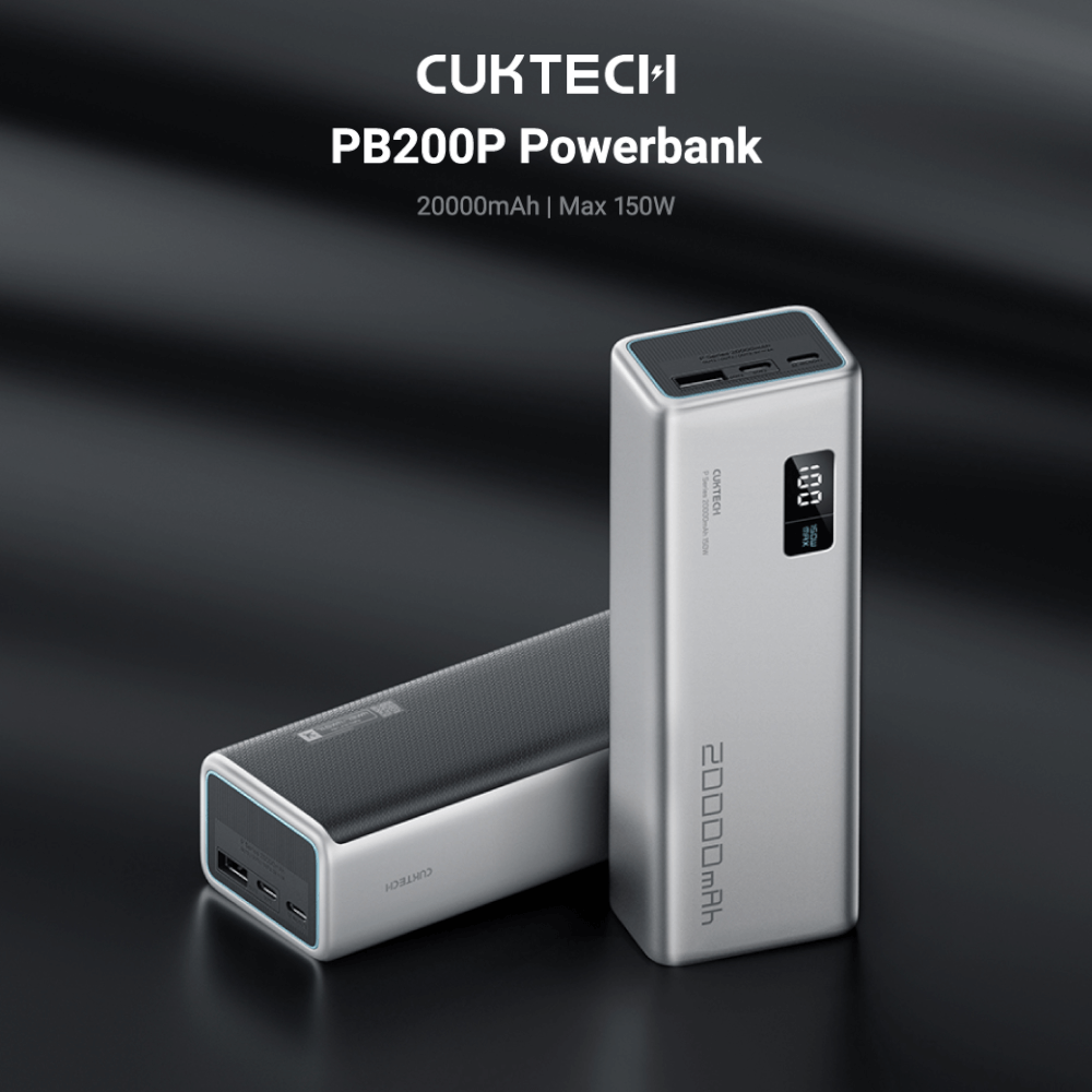 แบตสำรอง CUKTECH PB200P สีเทา ความจุ 20000 mAh จ่ายไฟรวมสูงสุด 140W
