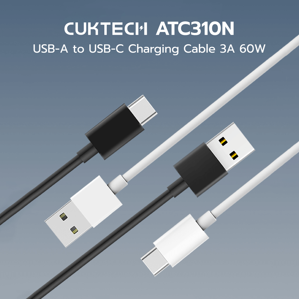 สายชาร์จเร็ว CUKTECH ATC310N สีดำ สายชาร์จ USB-A TO USB-C 3A 60W ความยาว 1 เมตร