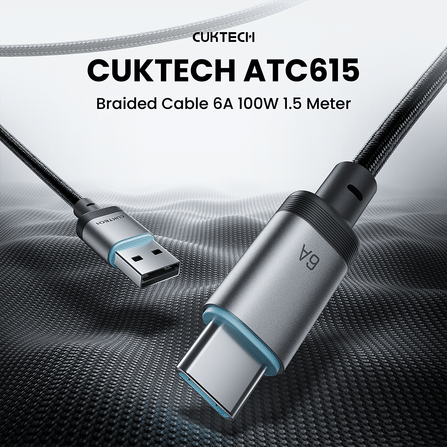 สายชาร์จเร็ว CUKTECH ATC615 สีดำ 6A 100W USB A TO C สายชาร์จ HUAWEI , HONOR ไนลอนถัก ชาร์จเร็ว ความยาว 1.5 เมตร_1