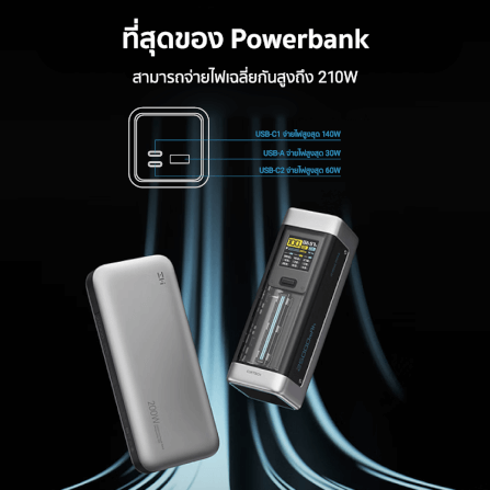 แบตสำรอง CUKTECH P23 สีเทา CN.V ความจุ 25000 mAh จ่ายไฟรวมกันสูงสุด 210W_3