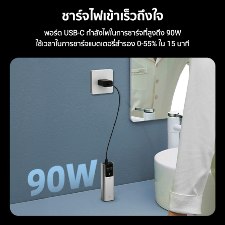 แบตเตอรี่สำรอง CUKTECH PB100P CN.V ความจุ 10000 MAH สีเทา จ่ายไฟรวมสูงสุด 120W_5