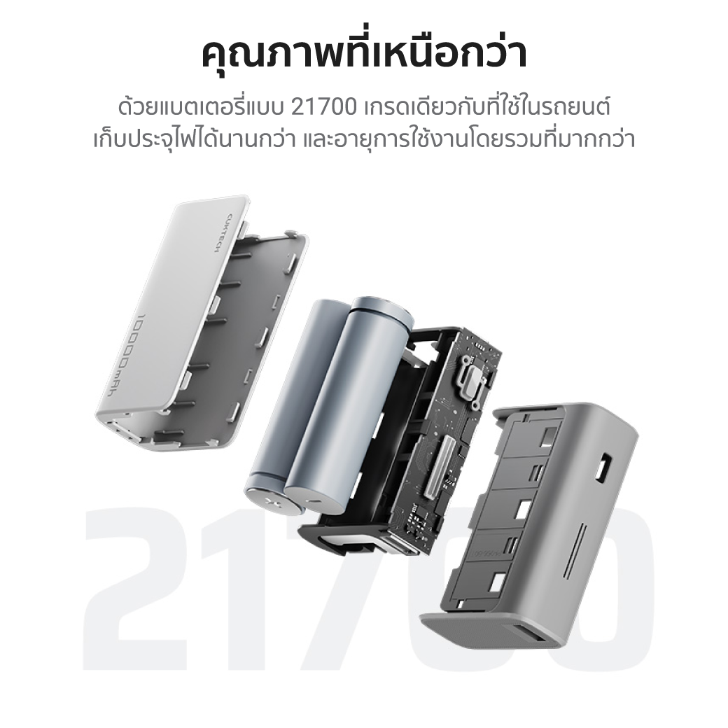 แบตเตอร์รี่สำรอง CUKTECH AURA PB100 10000 mAh สีเทา จ่ายไฟสูงสุด 33W_9