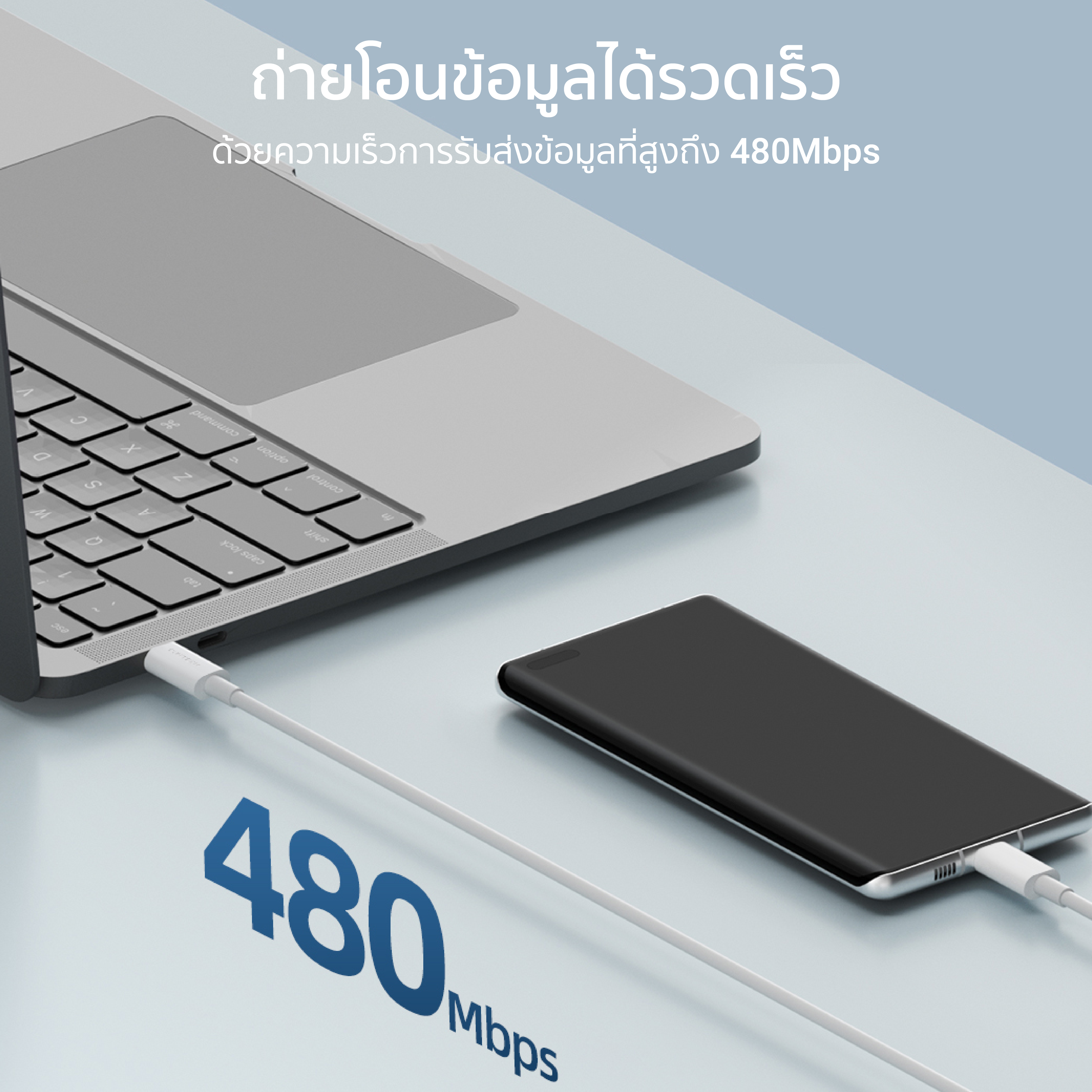 สายชาร์จไนลอนถัก CUKTECH รุ่น CTC515N USB-C to USB-C 100W ยาว 1.5 เมตร สีขาว (รองรับเทคโนโลยีชาร์จเร็ว PD)_5