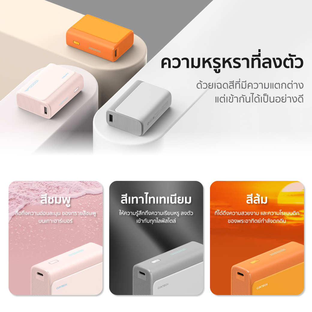 แบตเตอร์รี่สำรอง CUKTECH AURA PB100 10000 mAh สีเทา จ่ายไฟสูงสุด 33W_5