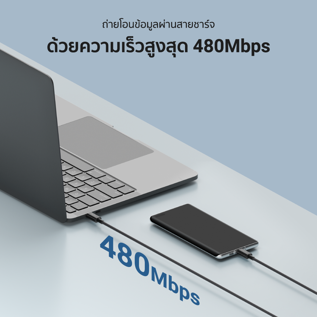 สายชาร์จไนลอนถัก CUKTECH รุ่น CTC315P USB-C to USB-C 60W ยาว 1.5 เมตร สีขาว (รองรับชาร์จเร็ว PD,QC)_7