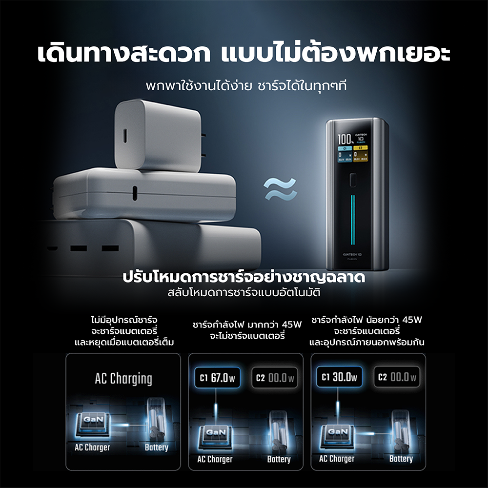 แบตสำรอง CUKTECH BA652U FUSION 2 IN 1 120W MAX สีเทา พร้อมหัวชาร์จในตัว มาตรฐาน CCC แบต 9000MAH ในตัวเดียว_7