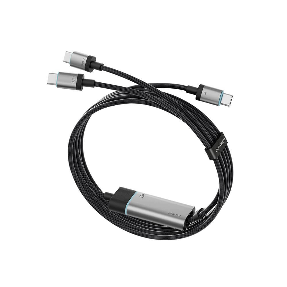 สายชาร์จเร็ว CUKTECH รุ่น C2C515 AI CHARGING สีดำ 2 พอร์ต USB-C ยาว 1.35 เมตร (เทคโนโลยีชาร์จเร็ว PD3.0 PPS)