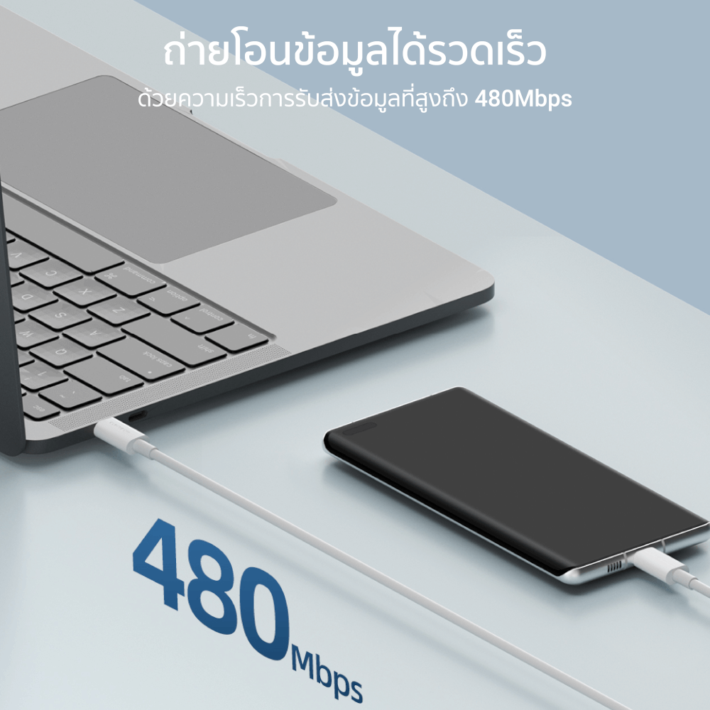 สายชาร์จไนลอนถัก CUKTECH รุ่น CTC515N USB-C to USB-C 100W  ยาว 1.5 เมตร สีขาว (รองรับเทคโนโลยีชาร์จเร็ว PD)