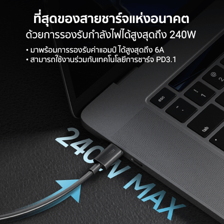 สายชาร์จเร็ว CUKTECH รุ่น CTC615N USB-C to USB-C 240W ยาว 1.5 เมตร สีขาว (รองรับชาร์จเร็ว PD3.1)_2