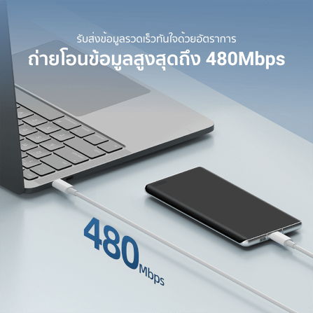 สายชาร์จเร็ว CUKTECH รุ่น CTC310N  USB-C to USB-C 60W 3A สีขาว (รองรับชาร์จเร็ว PD,QC)_5