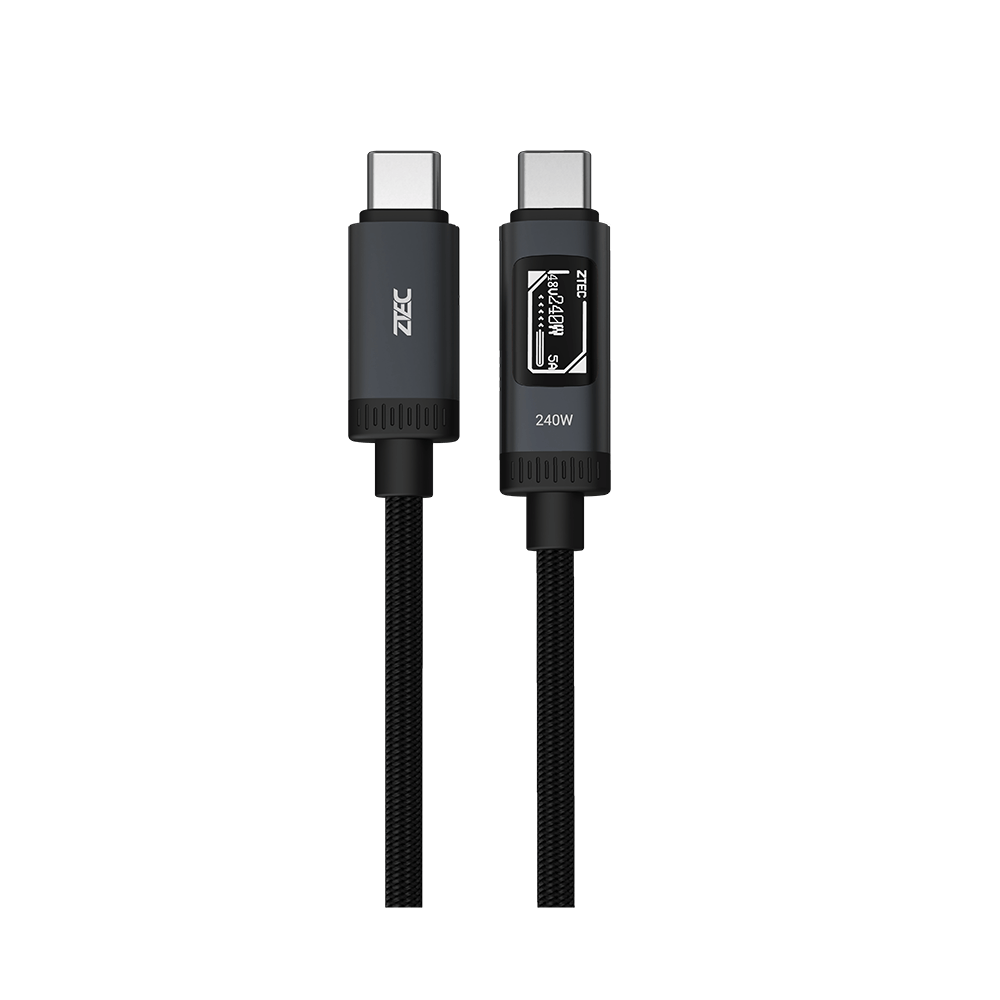 สายชาร์จเร็ว ZTEC ZC551 5A 240W สีดำ สายมีจอ USB-C TO USB-C สายถัก ยาว 1.2 เมตร -2Y_0