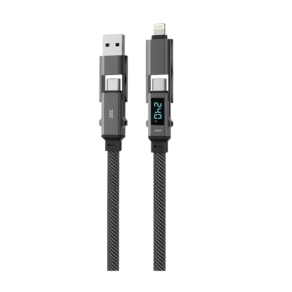 สายชาร์จไนลอนถัก ZTEC ZM441 4-IN-1 สีดำ รองรับชาร์จเร็ว 5A 240W