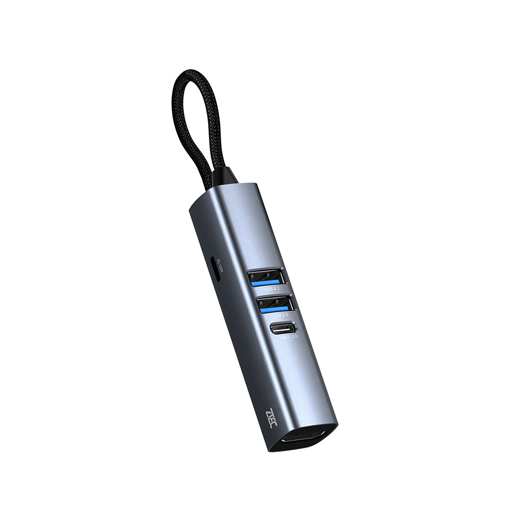 อุปกรณ์เชื่อมต่อ ยูเอสบี-ซี มีเดีย ฮับ ZTEC รุ่น ZH541 5 IN 1 MINI HUB USB-C 100W , HDMI 4K ,USB-A 3.2 GEN 1 5GBPS ขนาดเล็ก พกพาสะดวก