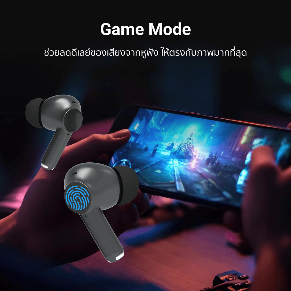 หูฟังไร้สาย ZTEC TUNE BUDS สีดำ เบสแน่น เชื่อมต่อแอพลิเคชั่นได้ แบตอึดใช้งานได้นาน