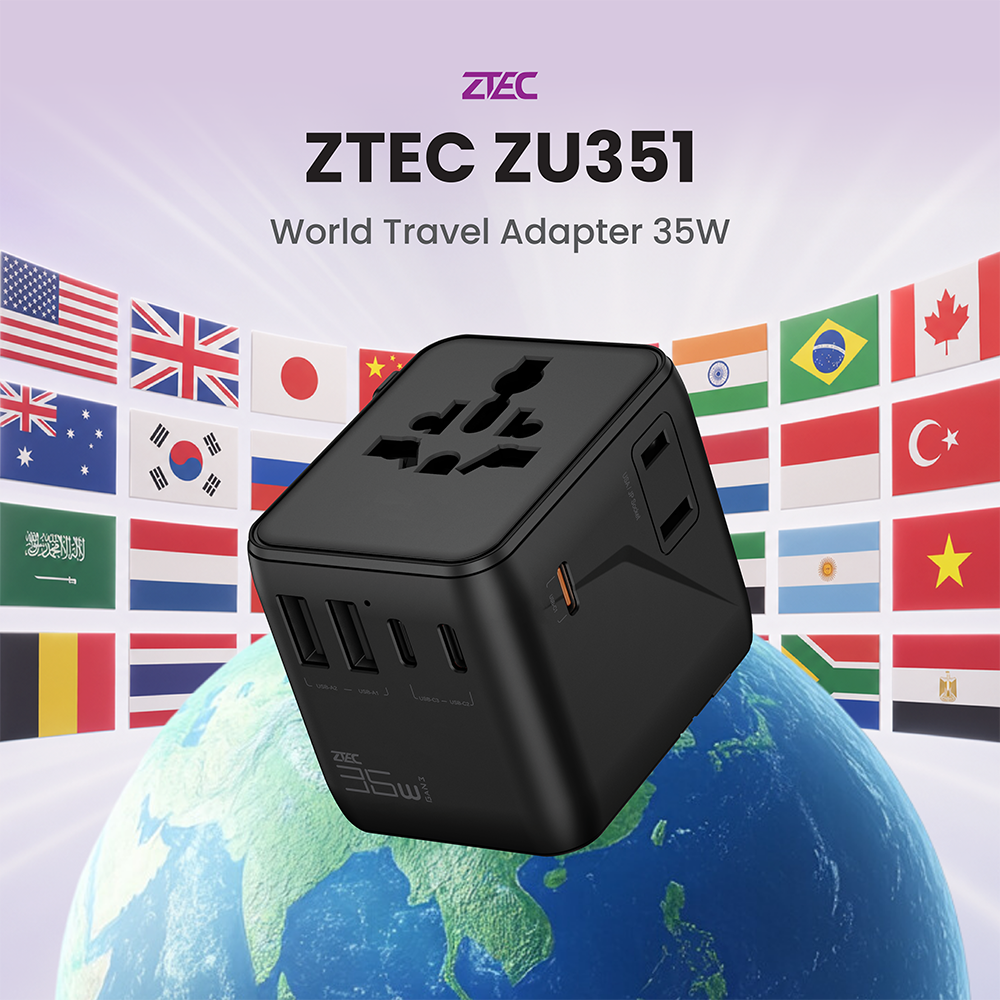 หัวแปลงปลั๊กไฟ ZTEC ZU351 35W TRAVEL ADAPTER_1