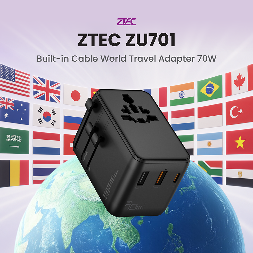หัวแปลงปลั๊กไฟ ZTEC ZU701 70W TRAVEL ADAPTER_1