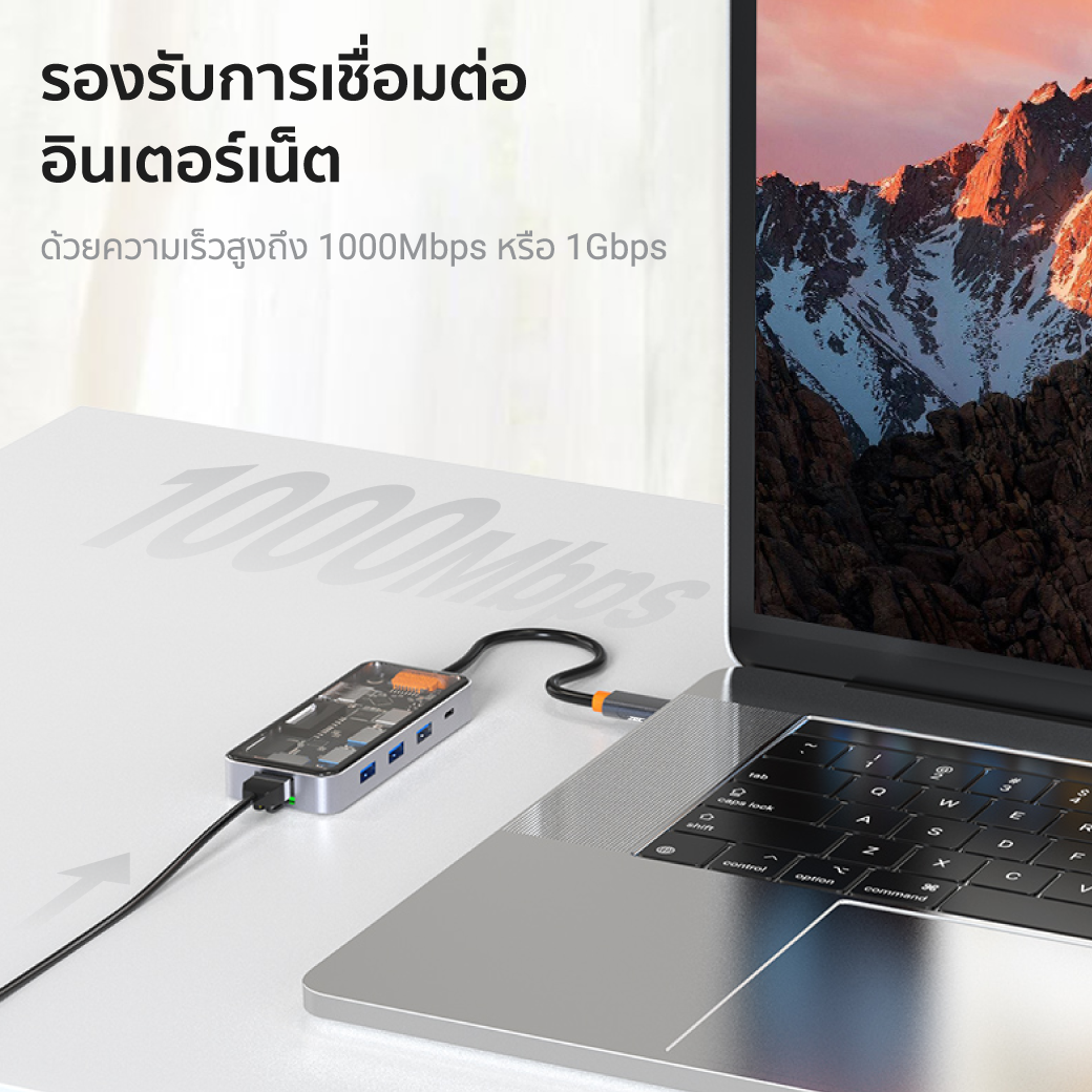 อุปกรณ์เชื่อมต่อ ยูเอสบี-ซี มีเดีย ฮับ ZTEC รุ่น ZH831 8IN1 สีเทา_4