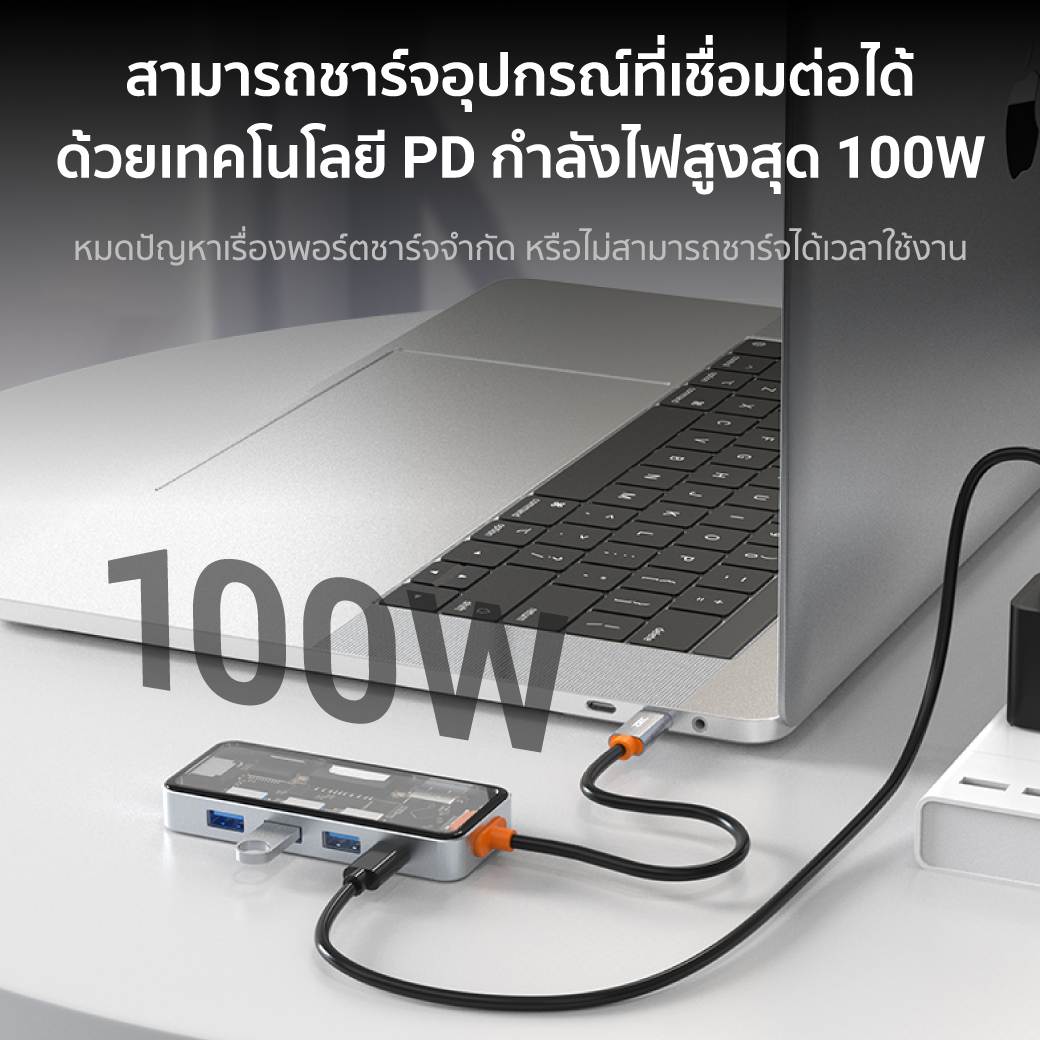 อุปกรณ์เชื่อมต่อ ยูเอสบี-ซี มีเดีย ฮับ ZTEC รุ่น ZH831 8IN1 สีเทา_6