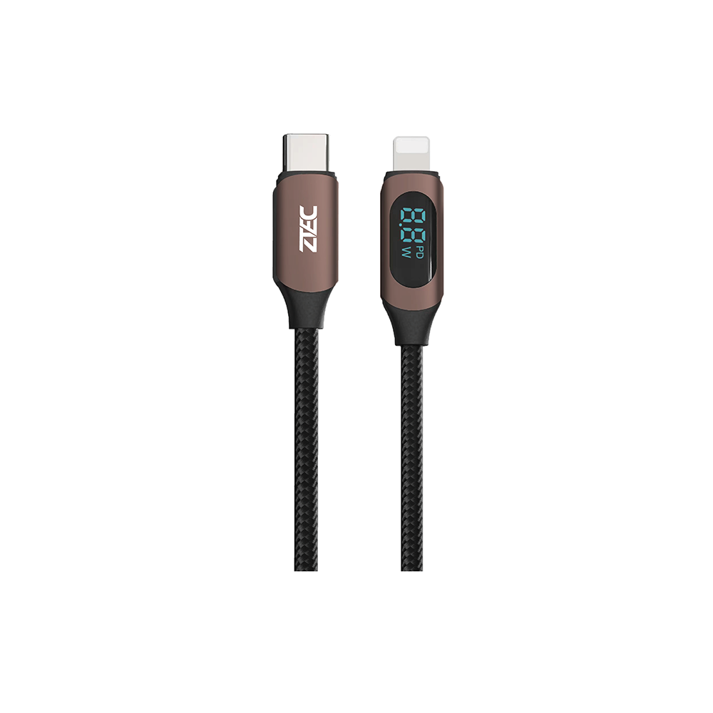สายชาร์จไนลอนถัก ZTEC รุ่น ZL521 USB-C to Lightning 27W 1 เมตร สีน้ำตาล (รองรับเทคโนโลยีชาร์จเร็ว)_0