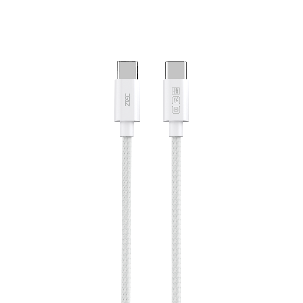 สายชาร์จเร็ว ZTEC รุ่น ZC322S USB-C TO USB-C 2 เมตร สีขาว 5A 240W (รองรับเทคโนโลยี PD และ QC)_0