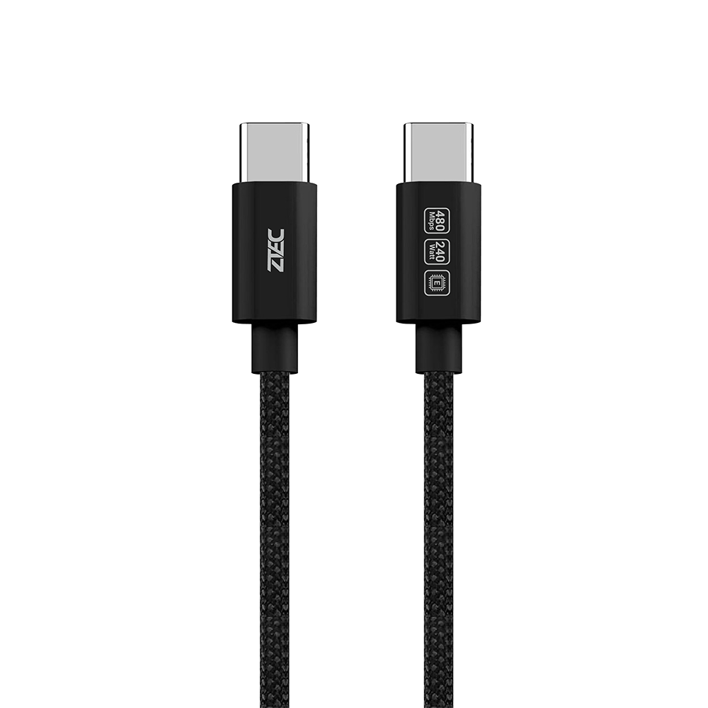 สายชาร์จเร็ว ZTEC รุ่น ZC322S USB-C TO USB-C 2 เมตร สีดำ 5A 240W (รองรับเทคโนโลยี PD และ QC)_0