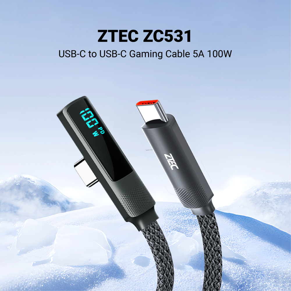 สายชาร์จเร็วเกมมิ่ง USB-C to USB-C ZTEC ZC531 สีดำ 1.2 เมตร รองรับชาร์จเร็ว PD / QC_1