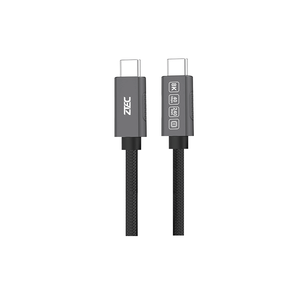 สายชาร์จไนลอนถัก ZTEC รุ่น ZC631 USB-C to USB-C 1 เมตร สีเทา (เชื่อมต่อภาพ 8K)