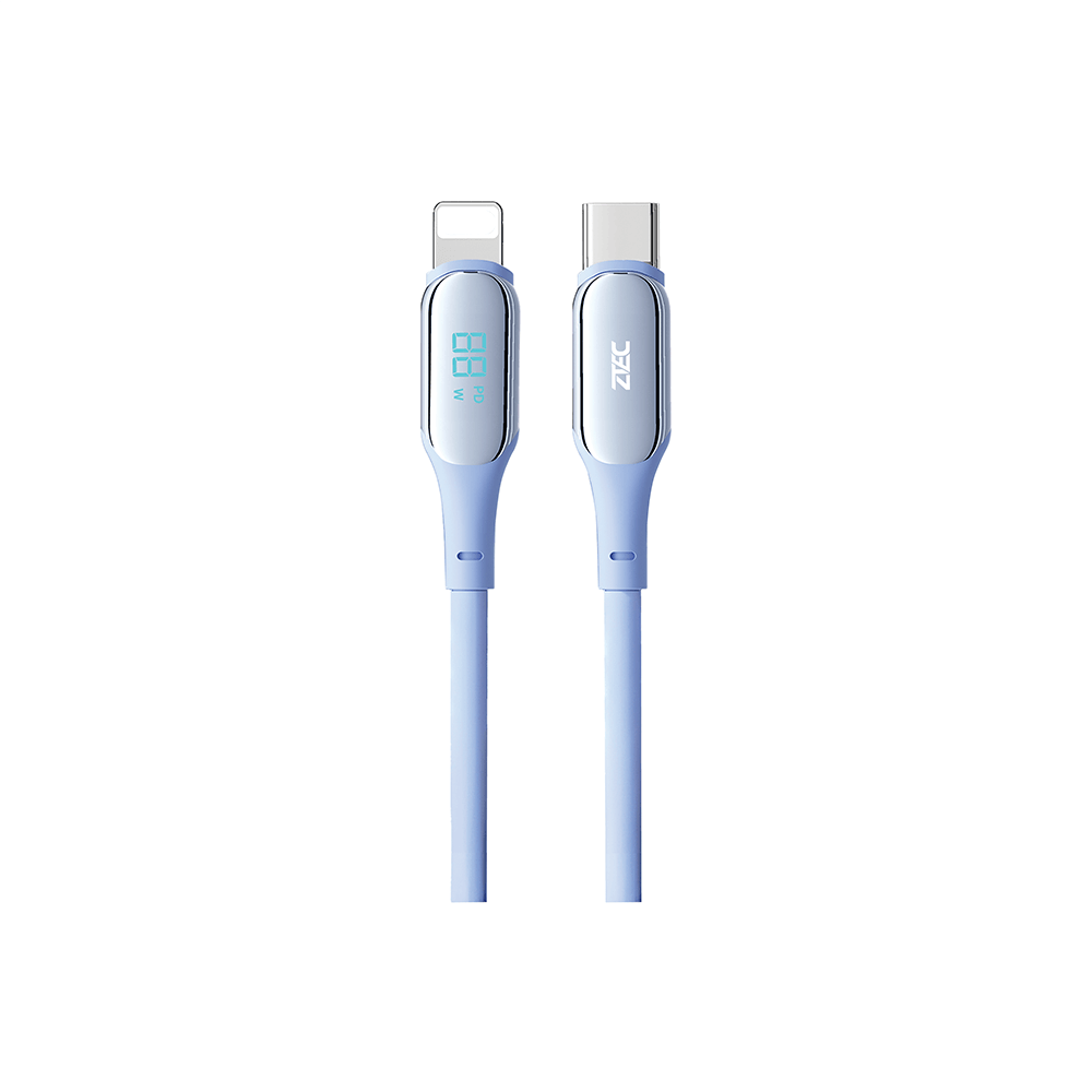 สายชาร์จเร็วซิลิโคน ZTEC รุ่น ZL541 27W ยาว 1.5 เมตร สีฟ้า (รองรับชาร์จเร็ว PD)