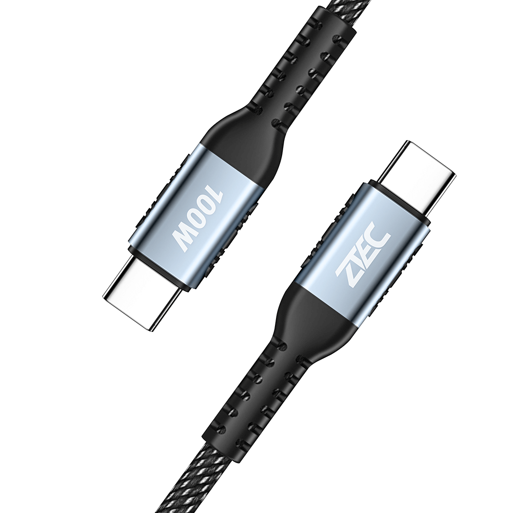 สายชาร์จเร็วไนลอนถัก ZTEC รุ่น ZC312 USB-C to USB-C ยาว 2 เมตร สีดำ (รองรับเทคโนโลยี QC , PD)