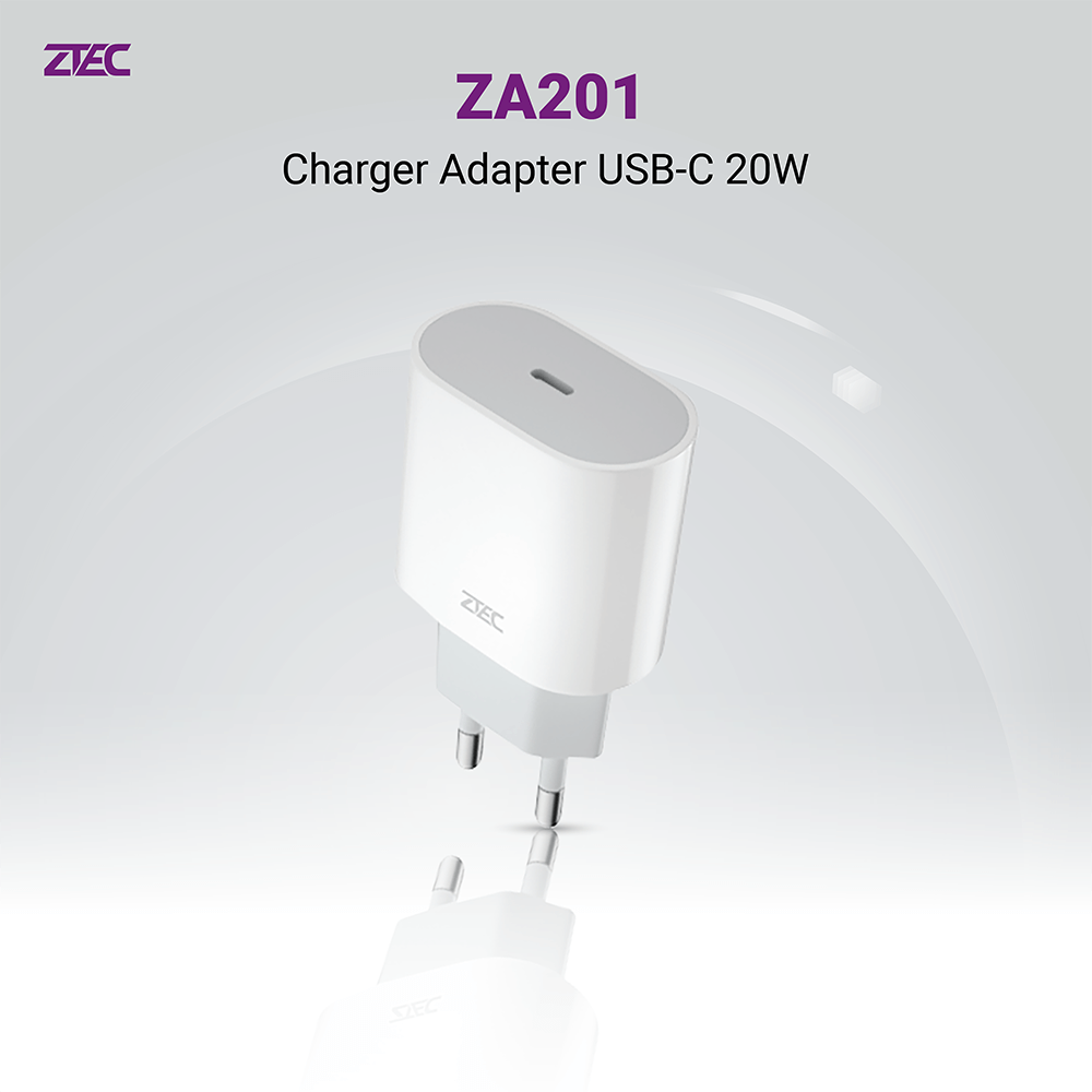 หัวชาร์จเร็ว ZTEC ZA201 20W รองรับเทคโนโลยีชาร์จด่วน PD (ขาปลั๊กไทย ปลอดภัย ได้รับมาตรฐาน มอก.)